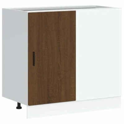 Abbildung von vidaXL Spülenunterschrank Braun Eichen Optik Holzwerkstoff, Küchenunterschrank, Schrank Küche, Lagerschrank, Unterschrank für Küchenzeile