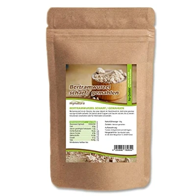Abbildung von Mynatura Bertramwurzel gemahlen scharf I Bertram Wurzel Bertramwurzelpulver Wurzelpulver Naturprodukt Im Beutel (500g)