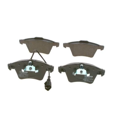 Abbildung von BOSCH 0 986 494 107 Bremsbelagsatz Low Metallic mit integriertem Verschleißsensor Anti Quietsch Blech, Kolbenclip kfzteile, kfzteile24, bandel