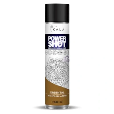 Abbildung von KALA Geruchsneutralisierer für Räume POWER SHOT, Geruchsentferner Große Flächen ca. 200 m3, Lufterfrischer mit Aktiver Neutralisator alle Duft Oriental, 600 ml
