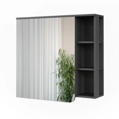 Abbildung von Vicco Spiegelschrank Karen, Anthrazit/Weiß, 80 x 75 cm