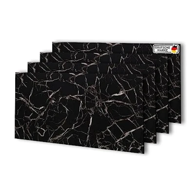 Abbildung von AS Country Stone Wandpaneele in Marmoroptik 60x120 cm 4 Stück PVC Wandverkleidung aus Kunststoffplatten für Küche, Bad &amp; mehr Küchenrückwand Platte Wandpaneel Black White