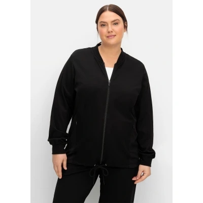 Abbildung von Sheego Trainingsjacke, Damen, Größe: 44/46, Schwarz