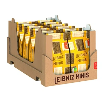 Abbildung von LEIBNIZ Minis Black &amp; White, 12er Pack, knusprige Kakaokekse mit weißer Schokolade im Kleinformat, Großpackung als Vorrat oder zum Verkauf (12 x 125 g)