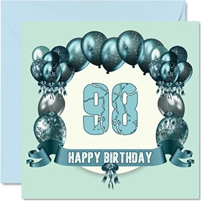 Abbildung von Lustige Geburtstagskarte zum 98. Geburtstag für Männer Geburtstagsballons Happy Birthday Karte Großvater, Vater, Oma, Mutter,