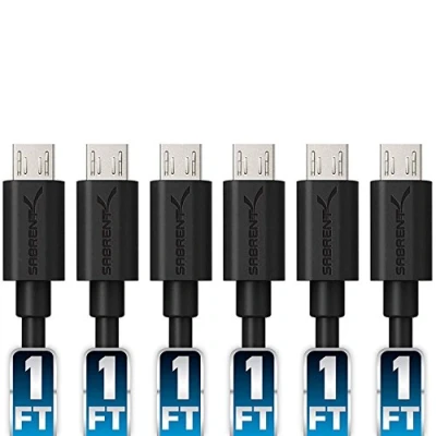 Abbildung von Sabrent Micro USB Kabel Schnellladekabel (6 Stück x 30cm) Ladekabel High Speed 5V 3A (CB UM61)