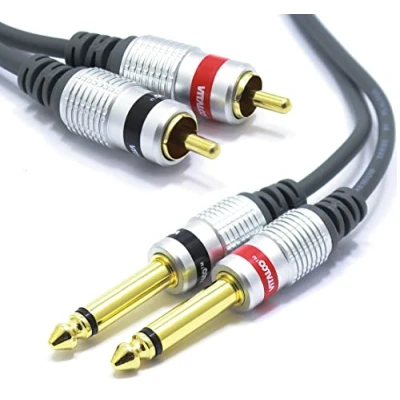 Abbildung von VITALCO Cinch auf 6.3mm Klinke Kabel 3m 2X Male Chinch Stecker zu Grosse Mono Audio Adapter