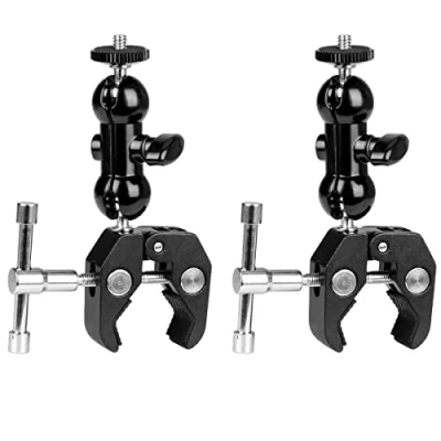 Abbildung von Koolehaoda 2pcs Magic Arm Doppelkugelkopf Halterung mit Krabbenklemme für LCD Monitor DSLR Kamera Rig Schwarz