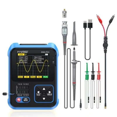 Abbildung von WANGCL TC3 Tragbares 3 in 1 Oszilloskop, ESR Tester, 2,4 Zoll TFT Display, 1500 mA, digitales Mini 200 kHz Bandbreite und 2,5 MS/s Abtastrate