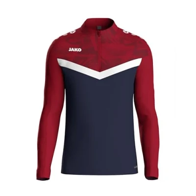 Abbildung von JAKO Ziptop Kinder Unisex Iconic Gr. 164 Marine/Chilirot Atmungsaktives Sport Sweatshirt für mit Keep Dry Funktion und wärmender, weicher Fleece Innenseite