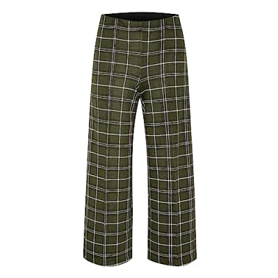 Abbildung von Part Two Damen Hose mit weiten Beinen, hochgewickelt, Checked Fabric Trousers, Deep Depths Check, X Large