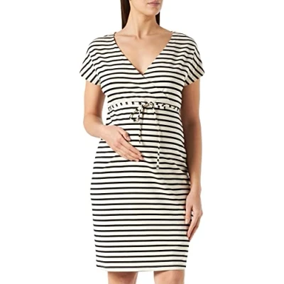 Abbildung von Noppies Maternity Damen Dress Nursing Short Sleeve Stripe Lantana Kleid, Black P090, XL