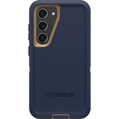 Abbildung von OtterBox Galaxy S23 Defender Series Schutzhülle Blaue Wildlederschuhe (Blau), robust und langlebig, mit Port Schutz, inklusive Holster Clip Kickstand