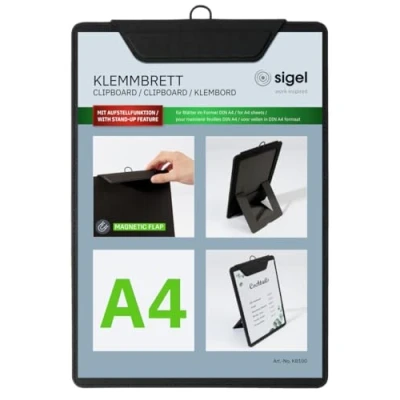 Abbildung von Sigel Speisekarten Klemmbrett für DIN A4 Kunststoff schwarz
