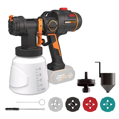 Abbildung von WORX WX020.9 Nitro Akku Farbsprühsystem 20V leistungsstark bürstenloser Motor 3 Sprühform &amp; 4 Düsengrößen einfache Reinigung gleichmäßiges Sprühen ohne Ladegerät