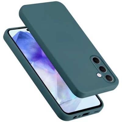 Abbildung von Cadorabo Hülle kompatibel mit Samsung Galaxy A55 Silikon Handyhülle für Case aus flüssigem kratzfeste und stoßfeste dünne TPU Schutzhülle LIQUID GRÜN