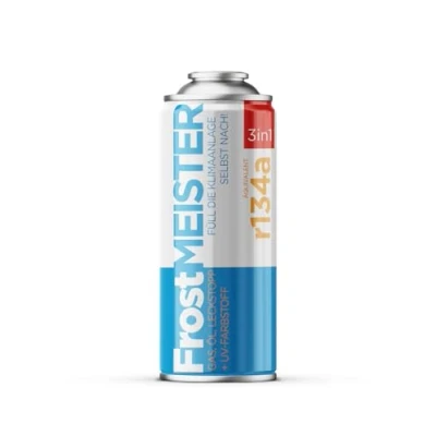 Abbildung von FrostMEISTER 3 in 1 Komplettes 400 ml Klimaanlagen Nachfüllset inkl. Ersatz für das Kältemittel, Kompressoröl und Dichtmittel Schnelle einfache Leistungswiederherstellung, kompatibel mit R134