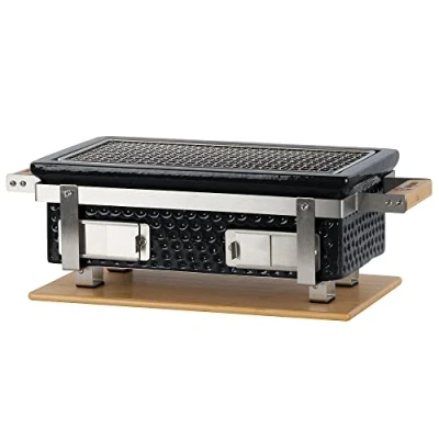 Abbildung von BBQ Toro Keramikgrill Tischgrill mit Holzunterlage, Outdoor Hibachi Grill für Camping