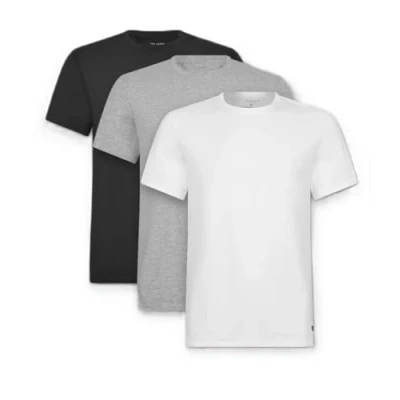 Abbildung von Ted Baker Herren Mens 3 Pack Breathable Cotton Stretch Crew Neck T Shirt, schwarz/weiß/grau, XL