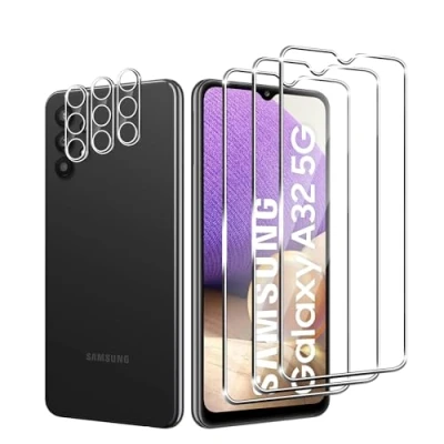 Abbildung von Zicurz 3+3 Stück Schutzglas für Samsung Galaxy A32 5G, Panzer Schutz Glas, 3 Schutzfolie und Kamera Schutzglas, HD Displayschutz, Blasenfrei, 5G