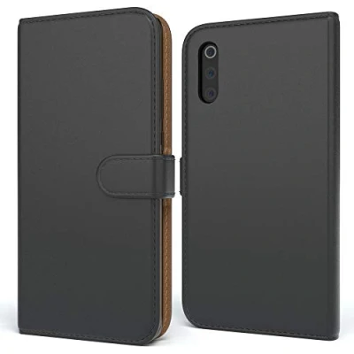 Abbildung von EAZY CASE Tasche kompatibel mit Xiaomi Mi 9 Schutzhülle Standfunktion Klapphülle im Bookstyle, Handytasche Handyhülle Flip Cover Magnetverschluss und Kartenfach, Kunstleder, Schwarz