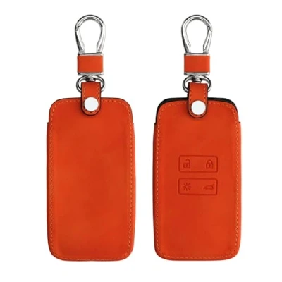 Abbildung von kwmobile Autoschlüssel Hülle kompatibel mit Renault 4 Tasten Smartkey (nur Keyless Go) Nubuklederoptik Kunstleder Schutzhülle Schlüsselhülle Cover Orange