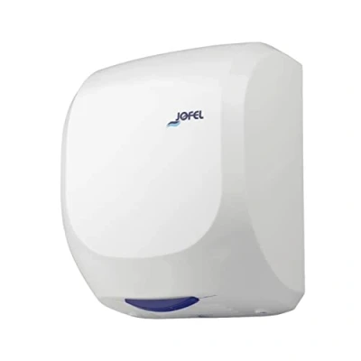 Abbildung von Jofel Optischer Hochleistungs Händetrockner (400 Km/h) 1400W, trocken in 10 Sekunden, automatischer Händetrockner, Hepa Filter, vandalismusgeschützt, Modell AVE Robustes ABS Gehäuse, AA19000 Weiß