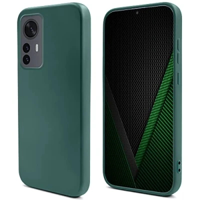 Abbildung von Moozy Lifestyle. Hülle für Xiaomi 12 Pro, Dunkelgrün Premium Silikon Handyhülle Schutzhülle mit Mattem Finish und Weichem Mikrofaserfutter, Phone Cover Case