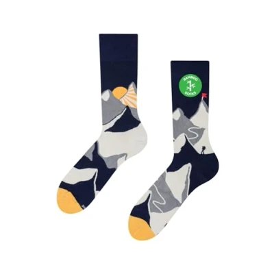 Abbildung von Dedoles Socken Unisex Damen Herren &amp; Kinder Baumwolle viele lustige Designs 1 Paar Geschenk links rechts verschieden, Farbe: Grau, Motiv: Bergsteiger (Bambus), Gr. 35 38