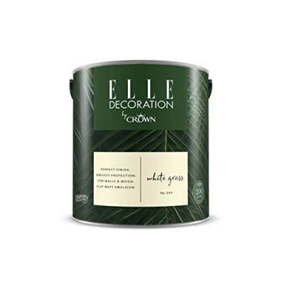 Abbildung von Crown ELLE DECORATION White Grass No. 305, 2,5 L, extra matte Premium Wandfarbe für Innen, Wände und Holz, hohe Deckkraft, Innenfarbe,leichtes erhebendes Citrin Gelb