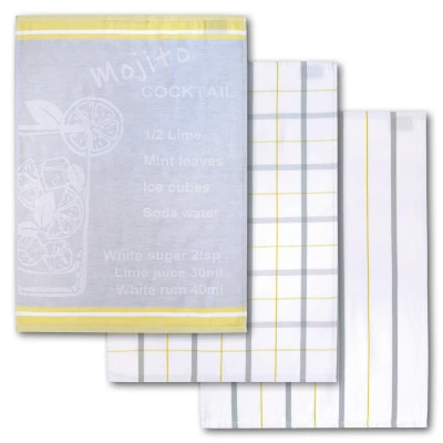 Abbildung von Dyckhoff Geschirrtuch Mojito, mit 3 verschiedenen Motiven, Mojito COCKTAIL Rezept Motiv, (Set, tlg), aus 100% Baumwolle, Maße je Tuch ca. 50x70 cm