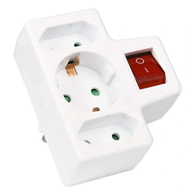 Abbildung von HEITECH schaltbarer Steckdosenadapter 3 Fach 1 Schuko/2 Euro IP20 Mehrfachsteckdose