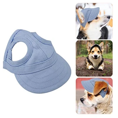 Abbildung von Baseballmütze für Haustiere, Hunde Mütze Hund Sport Hut Sonnenhut Einstellbare Streifen Sommer Reise mit Ohrlöcher(M Blau)