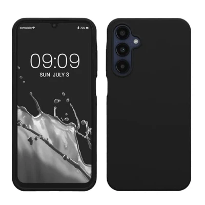 Abbildung von kwmobile Hülle kompatibel mit Samsung Galaxy A25 Silikon Handy Case Handyhülle weiche Oberfläche kabelloses Laden Schwarz