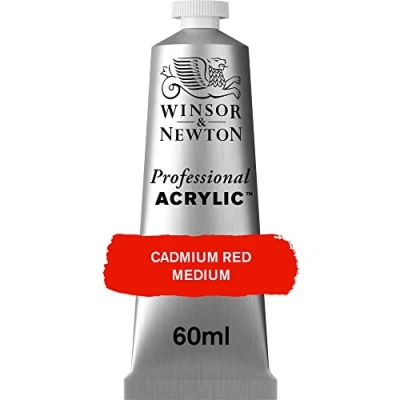 Abbildung von Winsor &amp; Newton 8840461 Professional Acrylfarbe in Künstlerqualität, hohe Farbbrillanz Deckkraft, Archivqualität, 60ml Tube Kadmiumrot Mittel