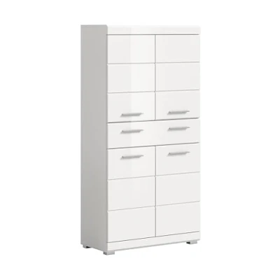 Abbildung von xonox.home Bad Scout X06A9715 Badmidischrank Badezimmerschrank Schrank in weiß Nachbildung und Hochglanz tiefzieh, ca. B/H/T: 74x141x31 cm