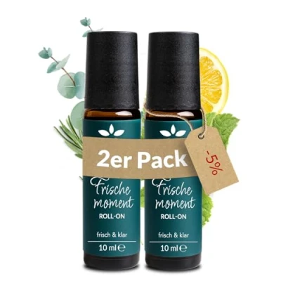 Abbildung von Heldengrün® Bio Roll On &quot;Frischemoment&quot; [100% NATURREIN] Konzentration &amp; Fokus Dermatologisch getestet 2 in 1 Duftroller mit Pfefferminze, Eukalyptus, Rosmarin Zitrone x 10 ml