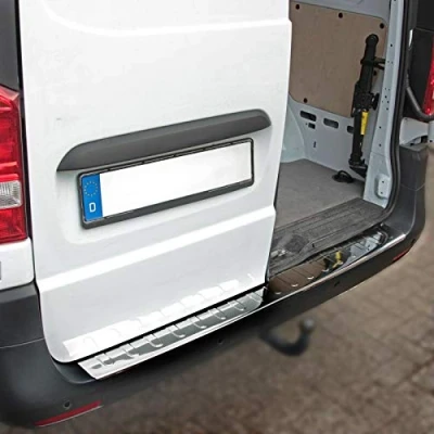 Abbildung von Ladekantenschutz Edelstahl CHROM kompatibel für MERCEDES VITO, V KLASSE W447 mit Abkantung premium Qualität von RECAMBO