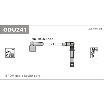 Abbildung von JANMOR ODU241 Zündkabelsatz OPEL: Astra F CC, Calibra A, Vectra B Limousine, VAUXHALL: Sintra