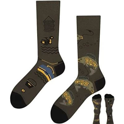 Abbildung von TODO Lustige Socken Herren und Damen, Coole mit Motiv Bunte, Mehrfarbige, Verrückte (39 42, Angeln)