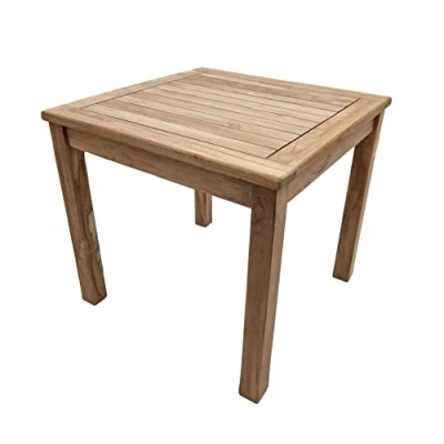 Abbildung von Spetebo Beistelltisch aus Teakholz in 50 cm unbehandelt Kleiner Gartentisch Massivholz Tisch für Garten Terrasse Balkon Pflanzen Blumen Deko