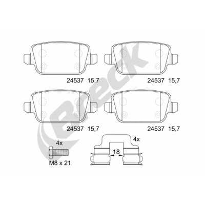 Abbildung von BRECK 24537 00 702 Bremsbelagsatz FORD: S Max Mk1, Focus 2 Schrägheck, Galaxy Mk2 MPV