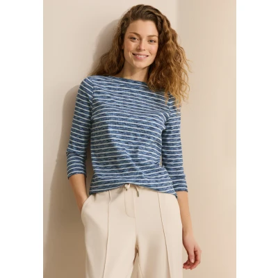 Abbildung von Cecil Gestreiftes Melange Langarmshirt, Damen, Größe: Small, Blau