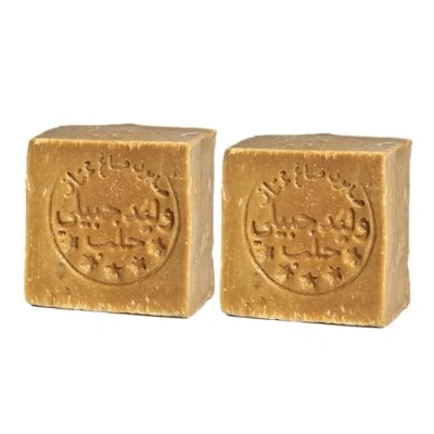 Abbildung von IchbinPUR Original Aleppo Seife Doppelpack (2x160g), 95% Olivenöl 5% Lorbeeröl, traditionelles Rezept, Haarseife, Duschseife, Handseife, Naturseife, Savon d‘Alep, Plastikfrei