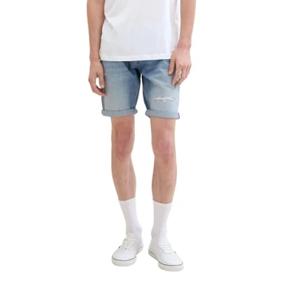 Abbildung von TOM Tailor denim Regular Jeans Shorts, Herren, Größe: Small, Destroyed light stone blue
