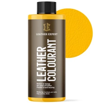 Abbildung von Sehr Deckend Wasser Lederfarbe Goldgelb 500 ml Leather Paint für Natur und ÖkoLeder Dye Ohne Alkohol alle Lederaccessoires Reißt oder Blättert Nicht ab