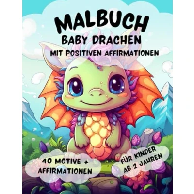 Abbildung von Malbuch Baby Drachen mit positiven Affirmationen: 40 einfache &amp; süße Drachenmotive zum Ausmalen positive Affirmationen