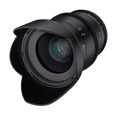 Abbildung von Samyang MF 35mm T1,5 VDSLR MK2 Canon EFlichtstarkes Weitwinkel Cine und Video Objektiv für EF Mount, 35 mm Festbrennweite, Follow Focus Zahnkränze Vollformat APS C, 8K Auflösung