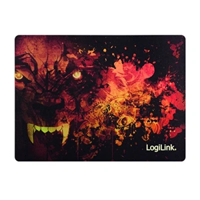 Abbildung von LogiLink ID0141 Ultra dünnes Glimmer Gaming Mauspad mit Spezialbeschichtung im Wolf Design dunkel rot