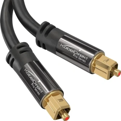 Abbildung von KabelDirekt TOSLINK Kabel, optisches Audiokabel 15 m lang Glasfaserkabel für Soundbar (TOSLINK auf TOSLINK, digitales S/PDIF Stereoanlage/Verstärker, Heimkino, Xbox One/PS4)